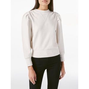 NWT Frame Shirred Shoulder Puff Sleeve Sweatshirt Pullover Medium Winter White